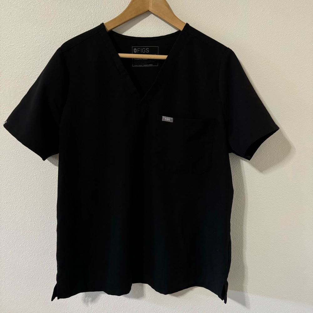 Figs Catarina One-Pocket Scrub Top Black Short Sleeve FW1000 X-Large